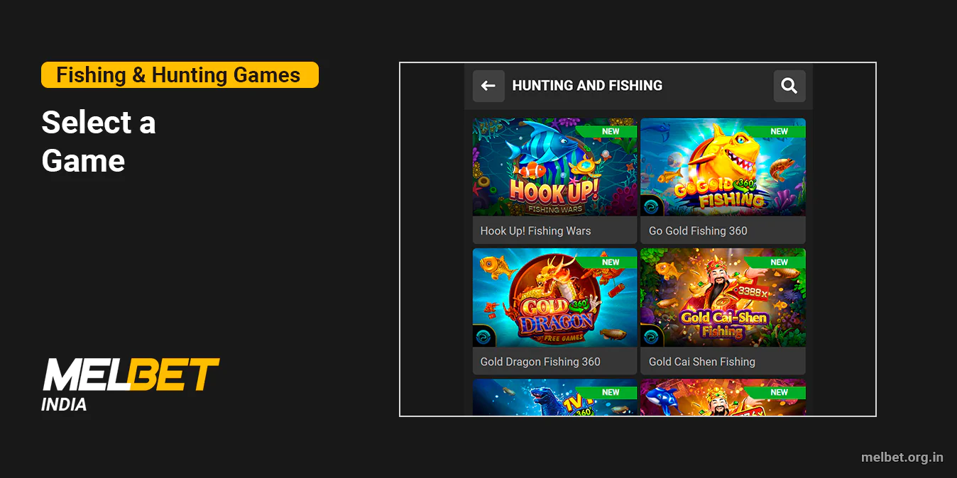 Go to fishing and hunting games category and select the game - Melbet