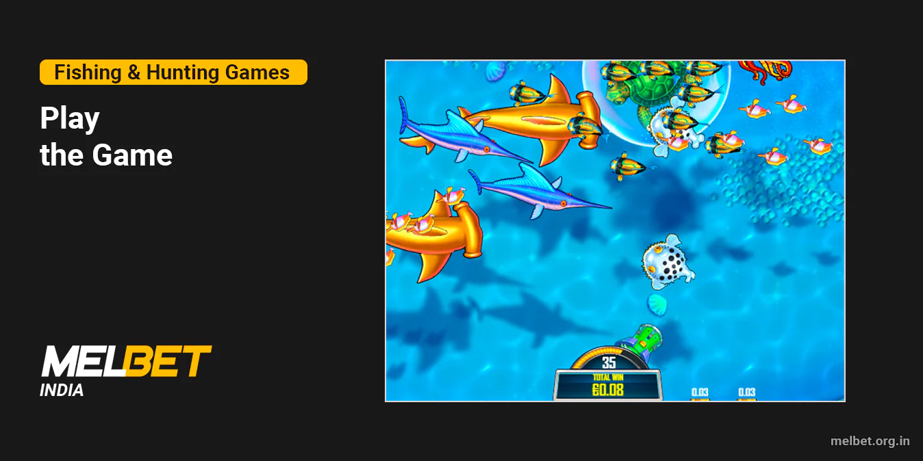 Start the fishing or hunting game at Melbet India