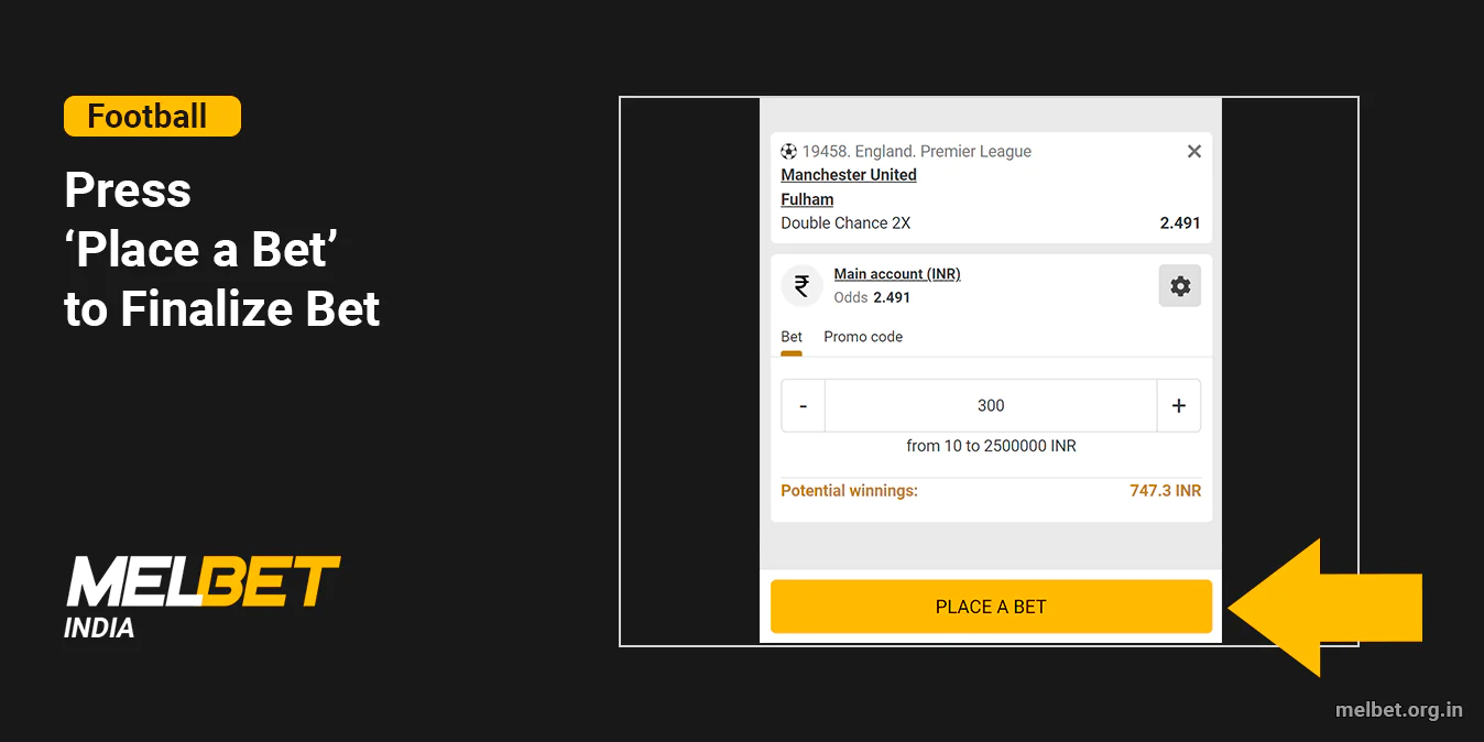 Finalize the bet by clicking 'Make a bet' button - Melbet