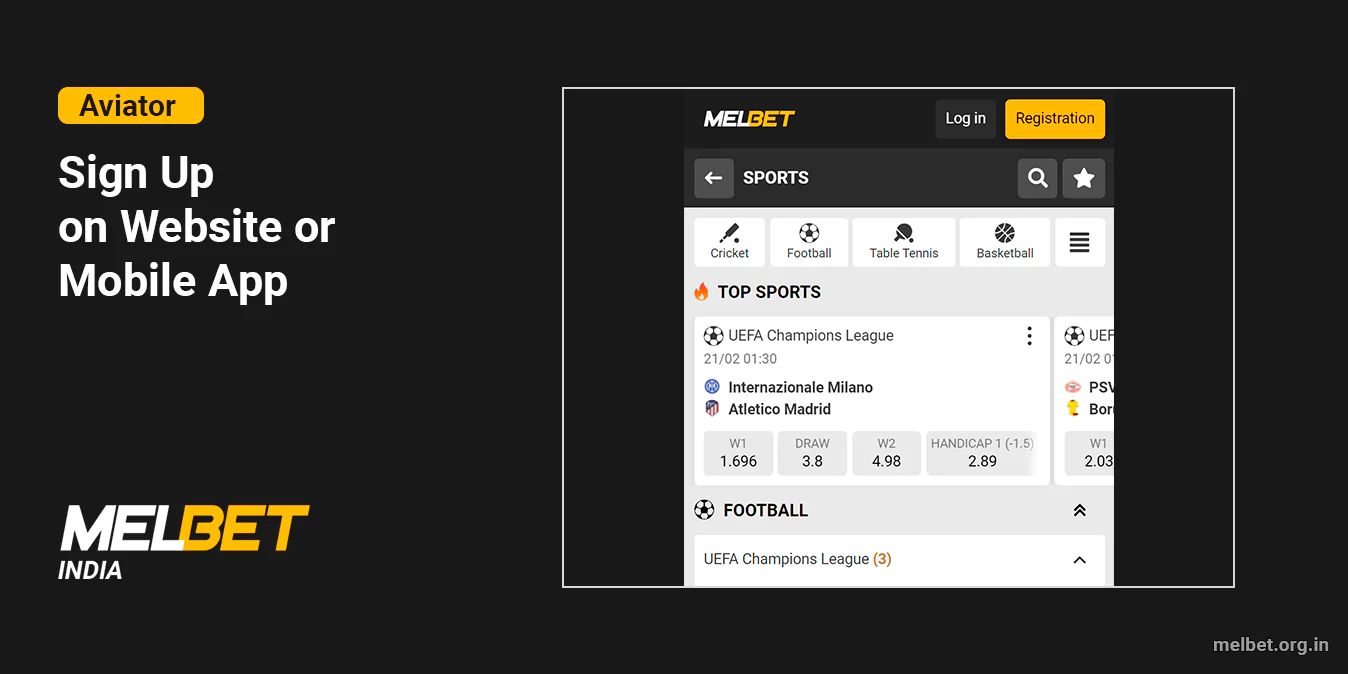 Sign Up at Melbet India to start Playing Aviator