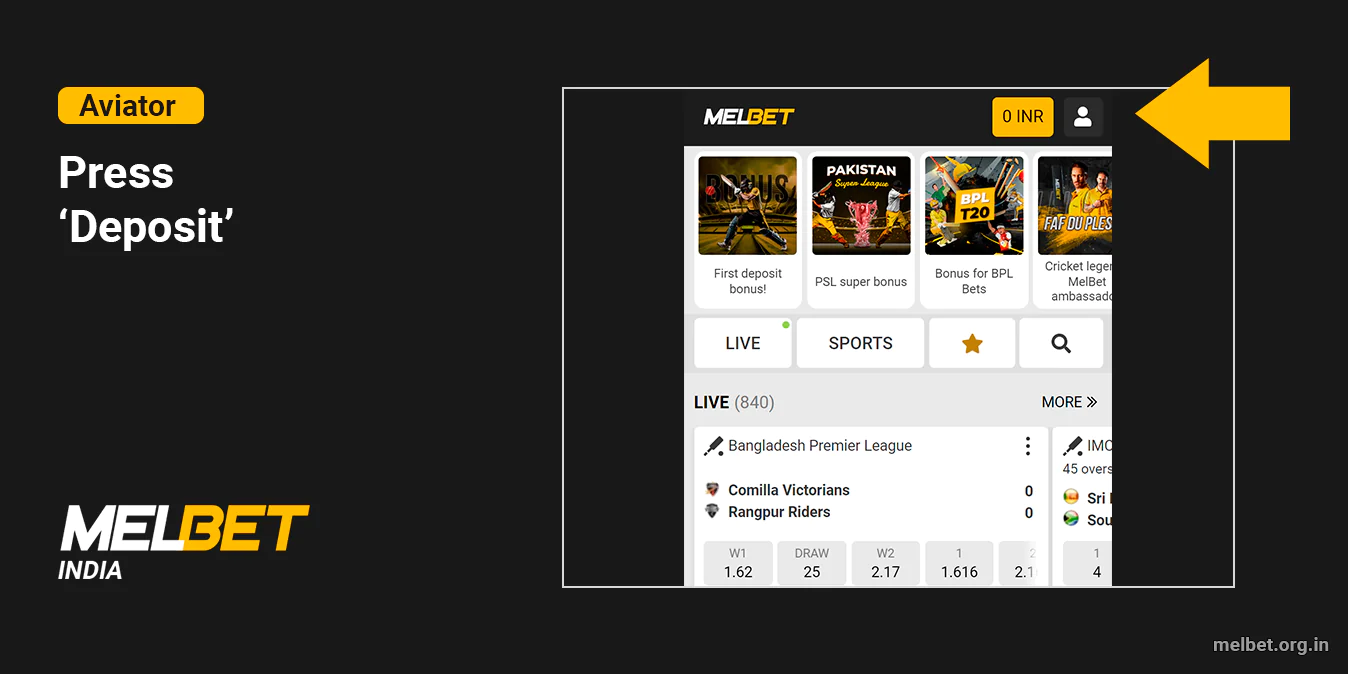 Press 'Make a deposit' and go to the payments webpage