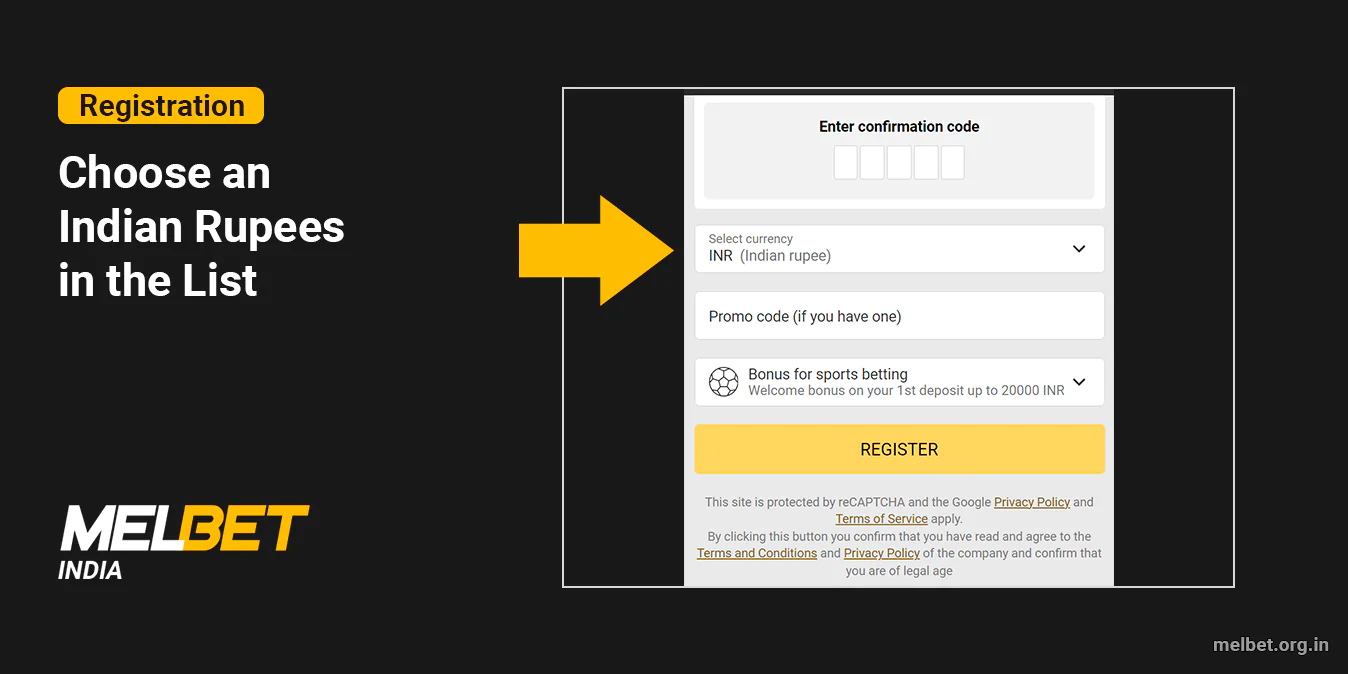 Select India Currency - Melbet Procedure Registration