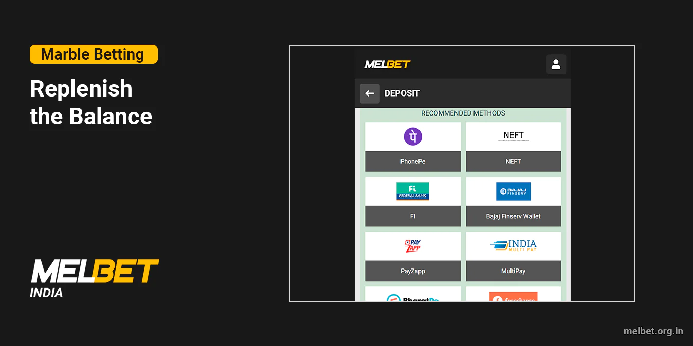 Replenish the Balance at Melbet