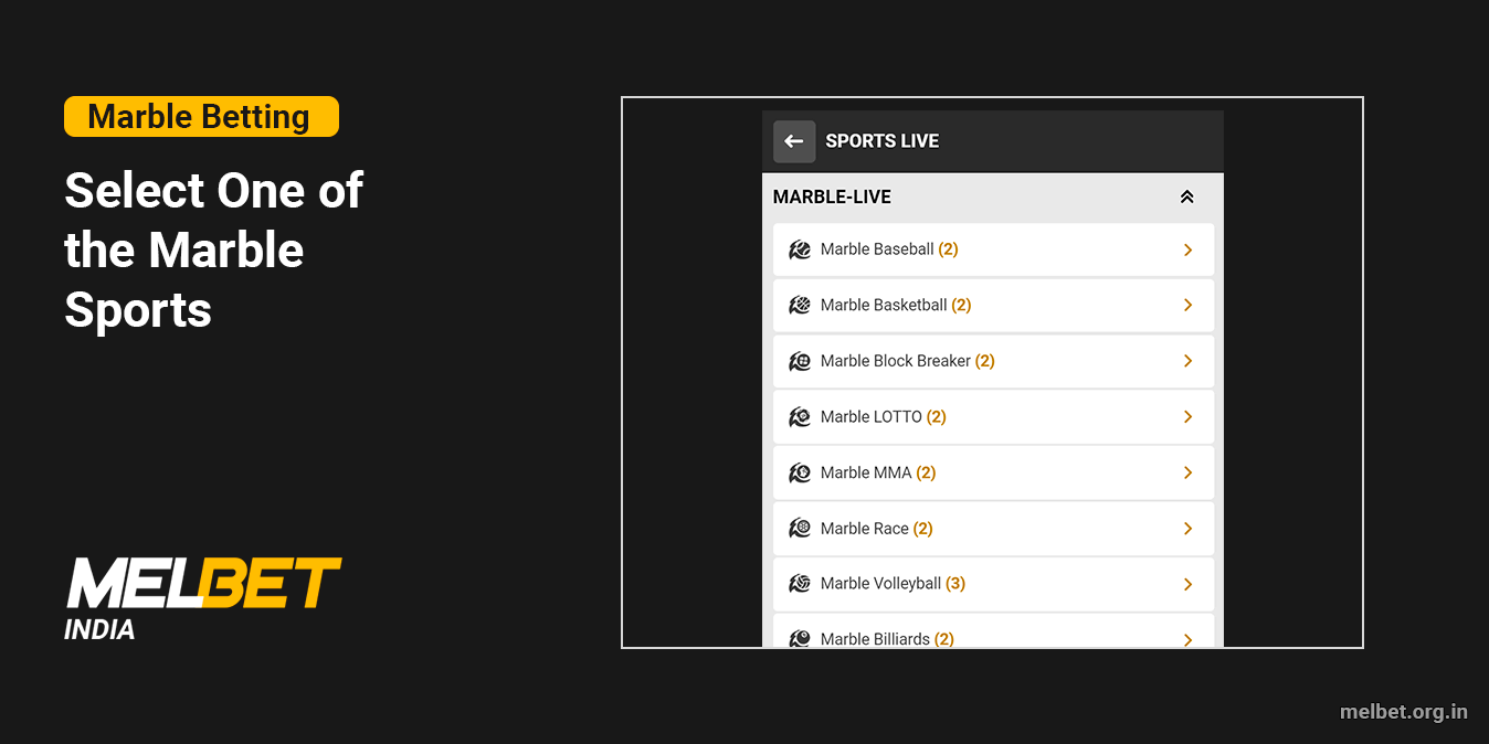 Look through the Sportsbook - Melbet Marble Betting