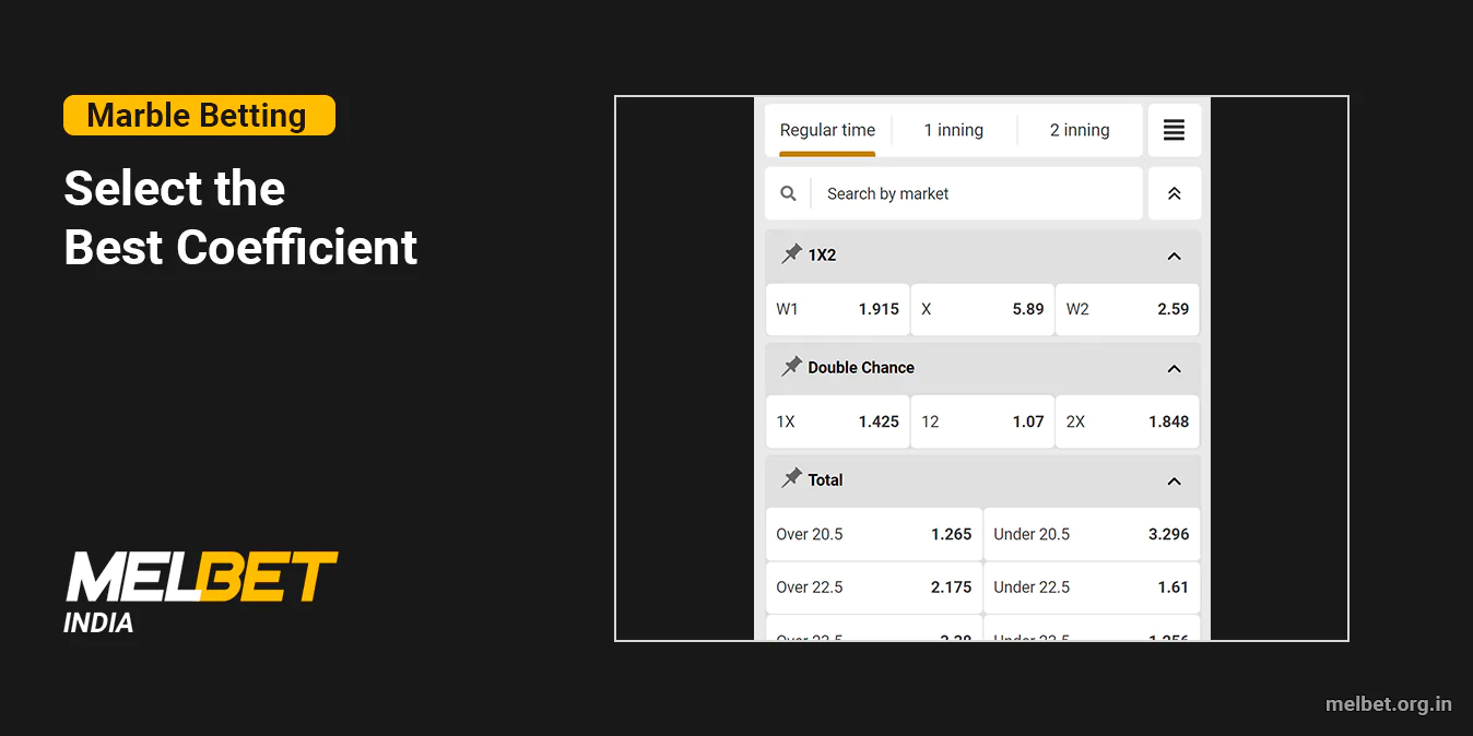 Expand the List of the Betting Options - Melbet Marble