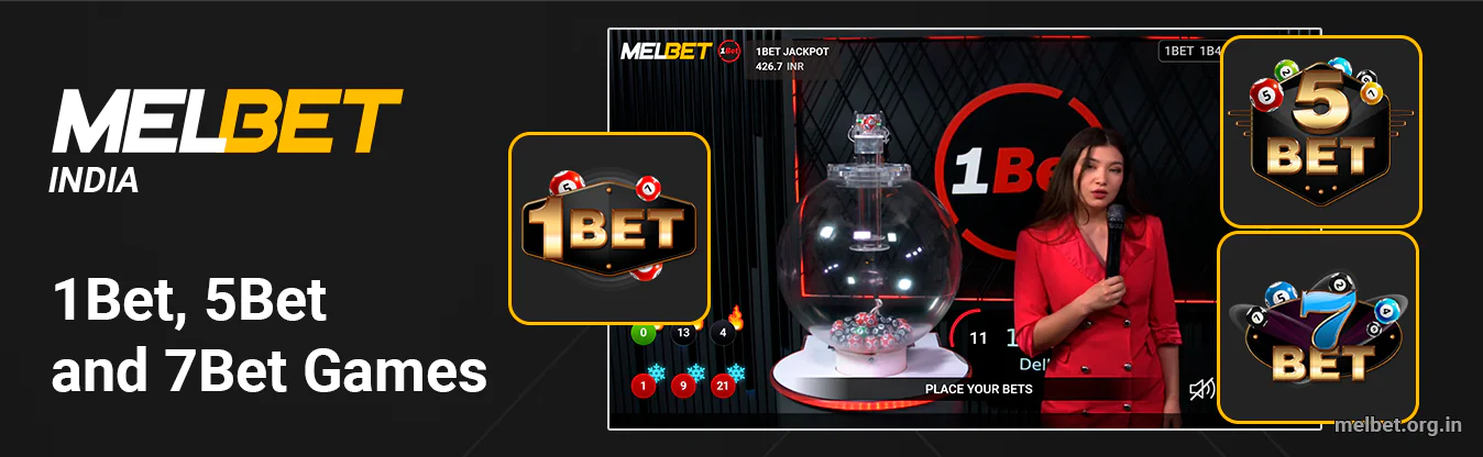 1Bet, 5Bet and 7Bet are classical lotto games in a format of TV Game by TVBet you can play at Melbet