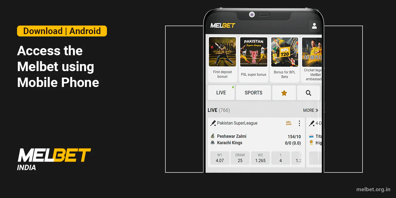 Open Melbet India on your Mobile Phone to start downloading APK