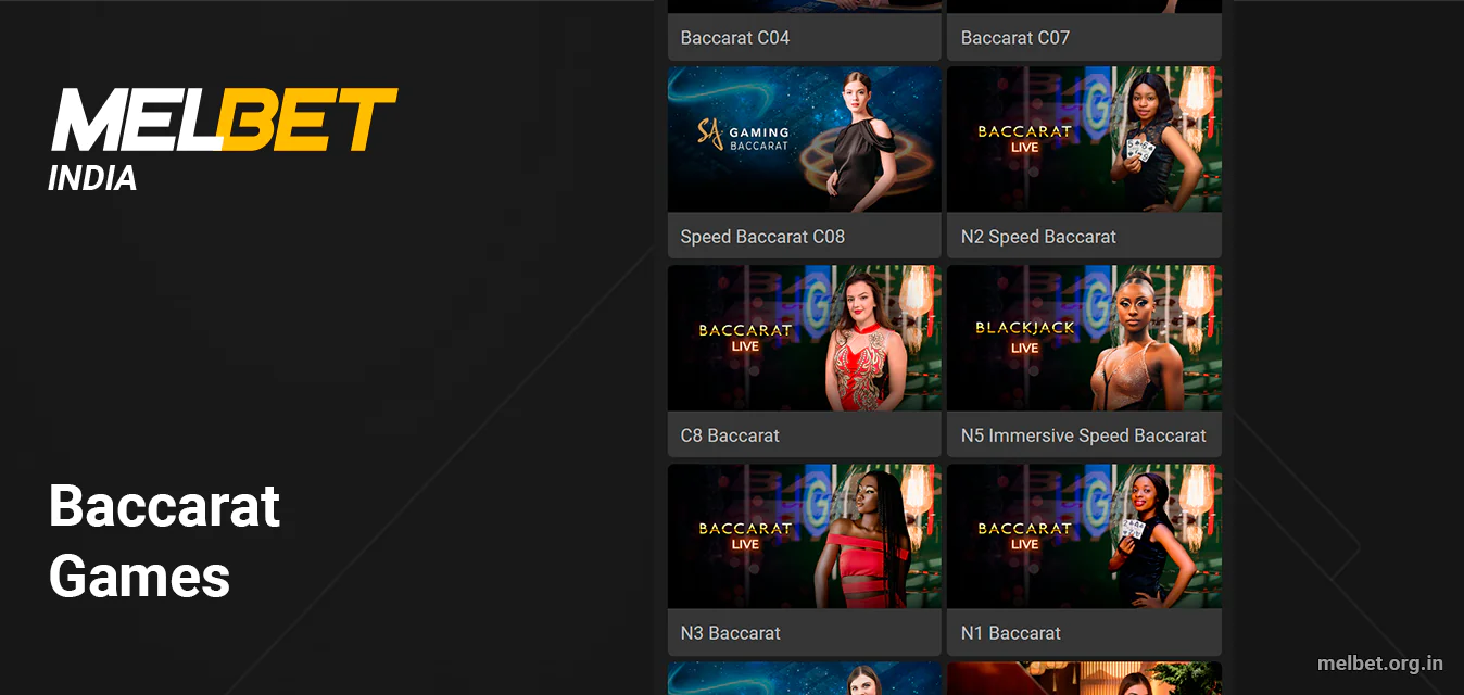 You can play popular Casino Game Baccarat at Melbet