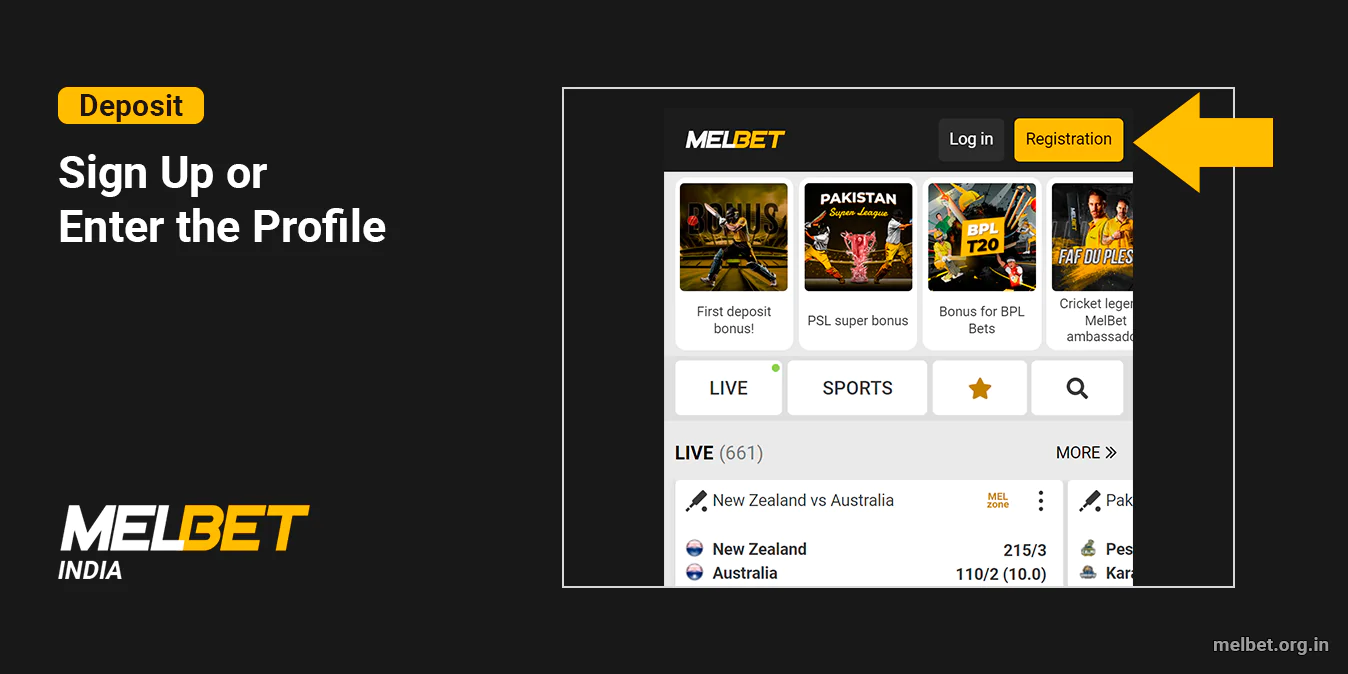 Log in to Melbet to make a Deposit