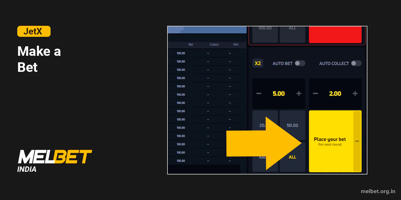 Place a Bet at JetX Using Big Yellow Button