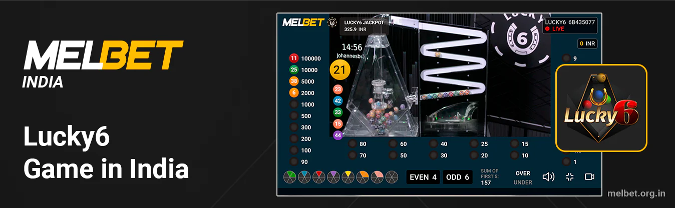 Lucky 6 is a lotto-style game popular in India you can try at Melbet