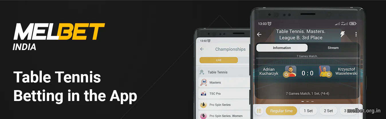 You can Bet on Table Tennis using Melbet Mobile Application