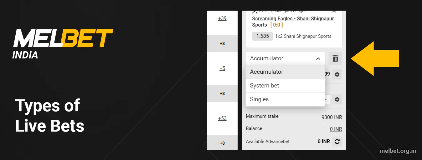 Melbet Types of Live Bets
