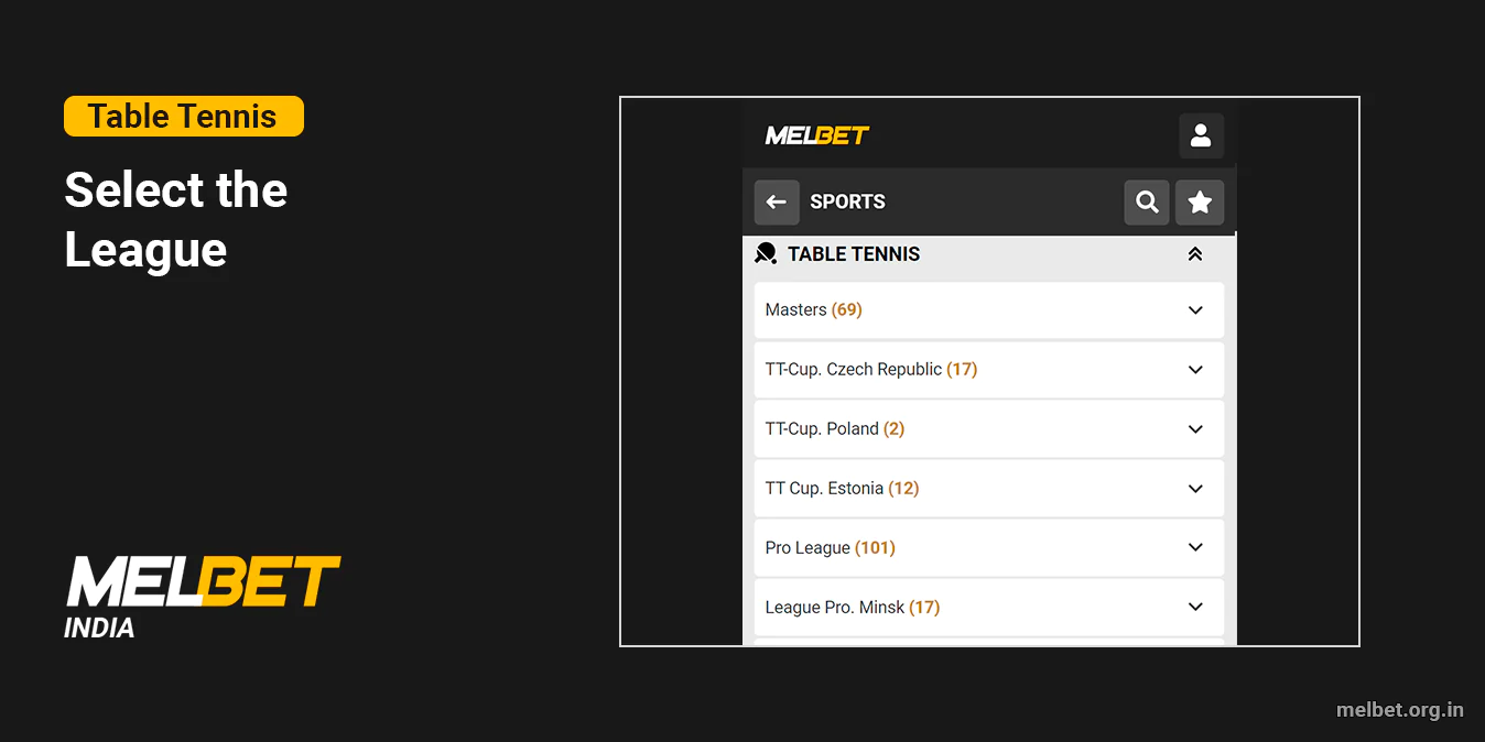 Choose the Table Tennis League to Bet on - Melbet