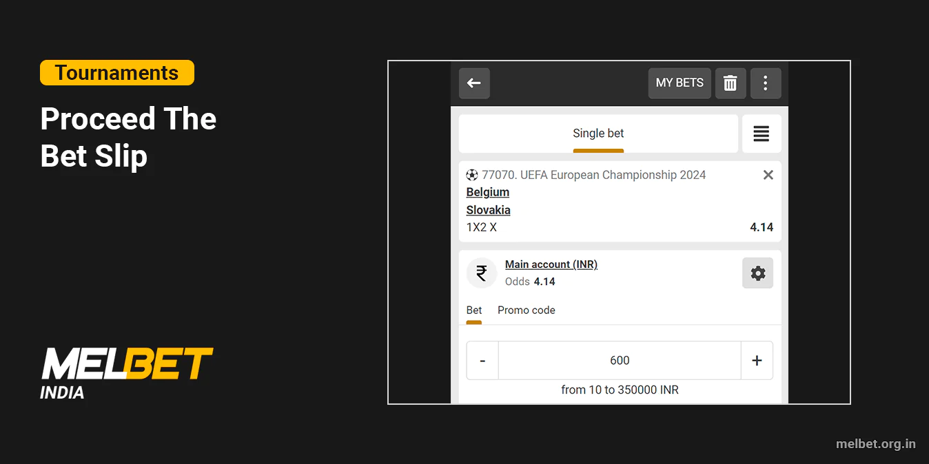 Go to the Melbet Bet Slip, enter the sum of the bet